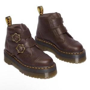 SOLD! DO NOT BUY! Dr. Martens Devon Flower Dark Brown Leather Platform Boots